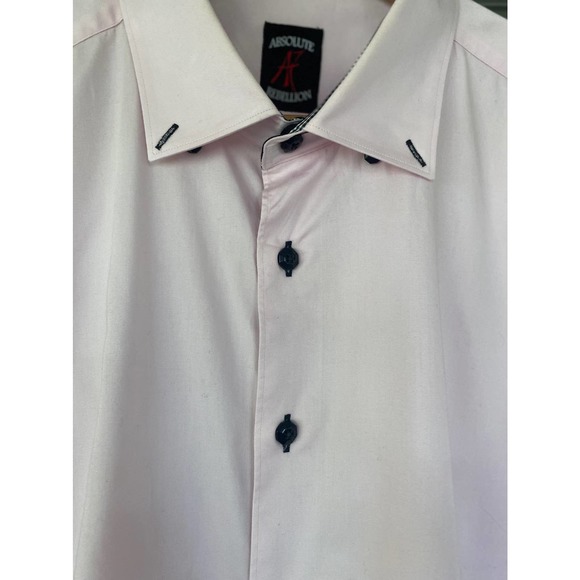 Absolute Rebellion Slim Fit Pink button down with black buttons. 2XL - Picture 4 of 9